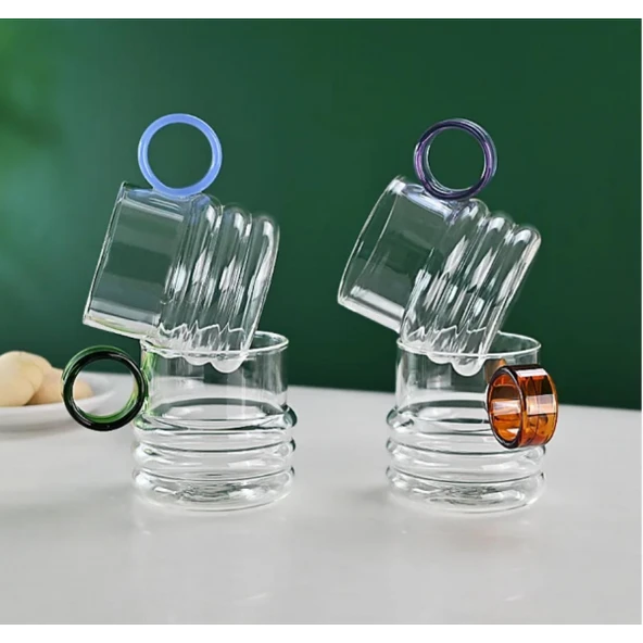 Borasilikat Kulbu Renkli Kahve & Çay Bardağı 250 Ml
