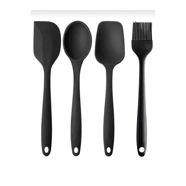 4'lü yanmaz yapışmaz silikon set spatula - kaşık - fırça - silikon spatula - kaşık ürün görseli