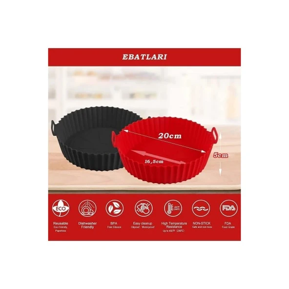 yuvarlak silikon airfrey pişirme kalıbı yuvarlak silikon pişirme kabı ürün görseli