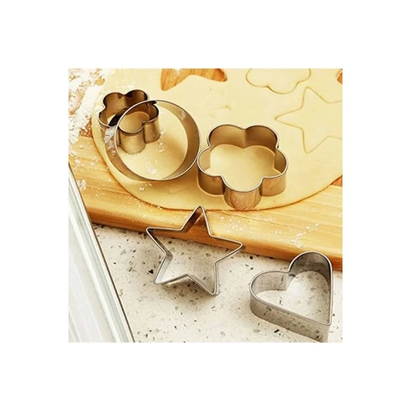 Kalp Ev Yuvarlak Yıldız Kurabiye Kalıbı 12 Parça ürün görseli