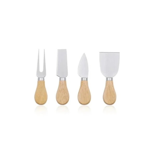 İvory 4'lü bambu saplı çelik peynir bıçak seti