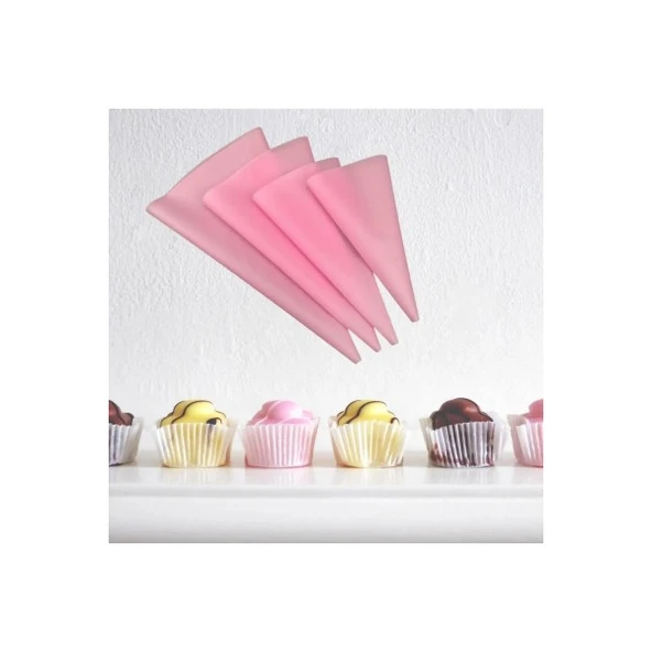 Silikon Yıkanabilir Şanti-krema Sıkma Torbası Bir Adet 35 Cm-pembe - 1