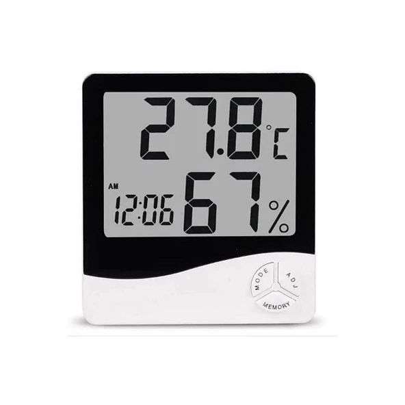 Dijital Termometre Sıcaklık Ve Nem Ölçer Masa Saati Alarm - 1