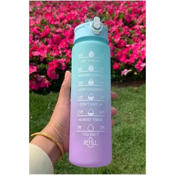 Motivasyonel Su Matarası 900ml Mavi-mor Suluk Motivasyonel Su Matarası Mavi-Mor ürün görseli