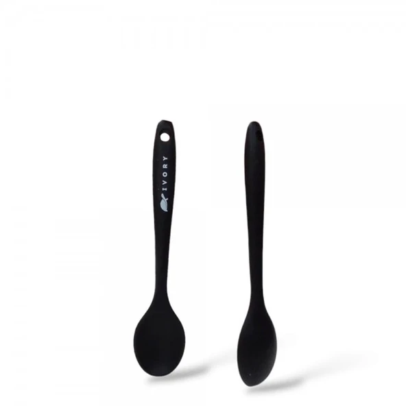 İvory silikon tatlı yemek kaşığı SİYAH (20cm) - 1