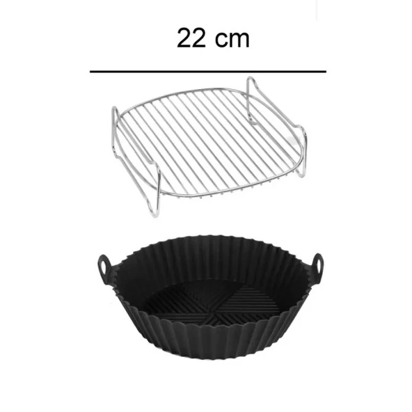 airfrey 2'li set ızgara teli-yuvarlak silikon pişirme kabı airfrey pişirme kabı ürün görseli