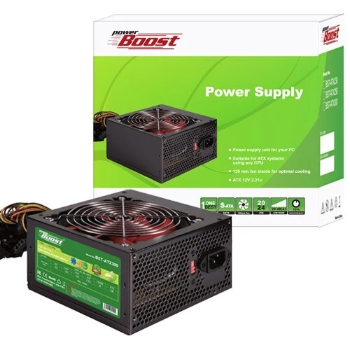 PowerBoost BST-ATX350R 350w, PPFC 12cm Kirmizi Fanli ATX PSU Power kablo Retail Box - 2