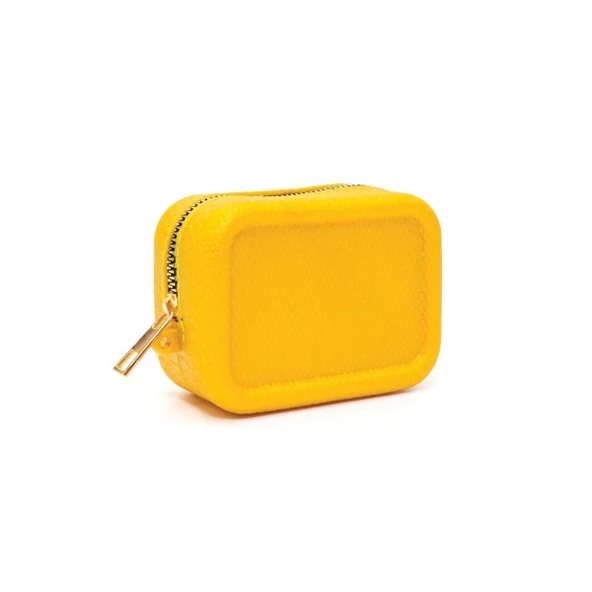 Sarı Aromatik Kokulu Piton Yılan Desenli Ruj-Takı-Toka ve Ped için Fermuarlı Çanta ürün görseli