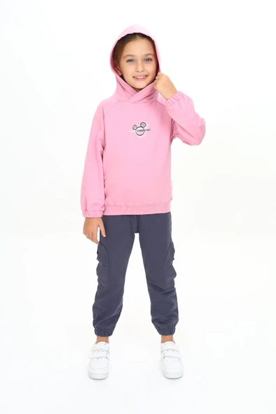 Toontoy Kız Çocuk Trend Of Fashıon Baskılı Kapüşonlu Eşofman Takım - 8