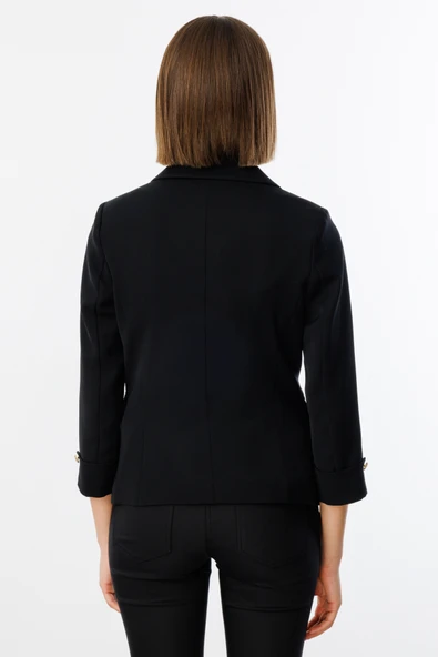 Ekol Minimalist 3/4 Kol Kadın Blazer Ceket - Günlük & Ofis Şıklığı - 4
