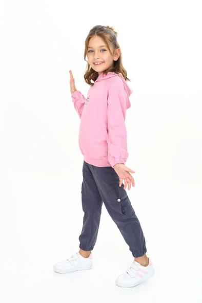 Toontoy Kız Çocuk Trend Of Fashıon Baskılı Kapüşonlu Eşofman Takım - 6