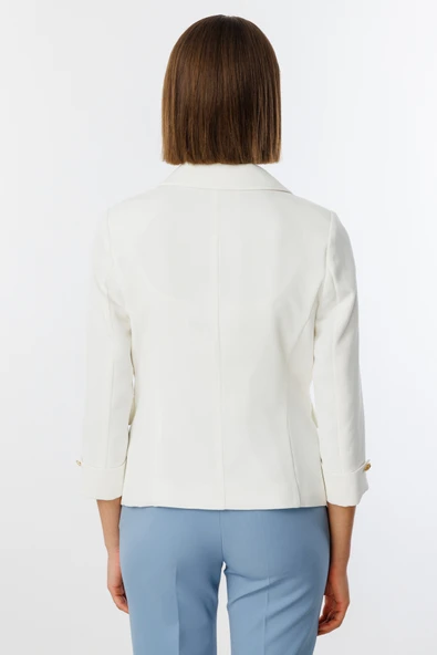 Ekol Minimalist 3/4 Kol Kadın Blazer Ceket - Günlük & Ofis Şıklığı - 6