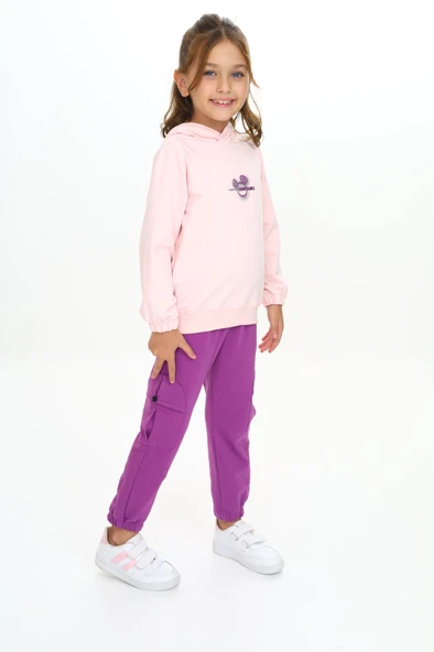 Toontoy Kız Çocuk Trend Of Fashıon Baskılı  Kapüşonlu Eşofman Takım - 3