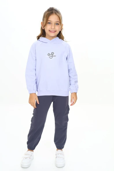 Toontoy Kız Çocuk Trend Of Fashıon Baskılı  Kapüşonlu Eşofman Takım - 10