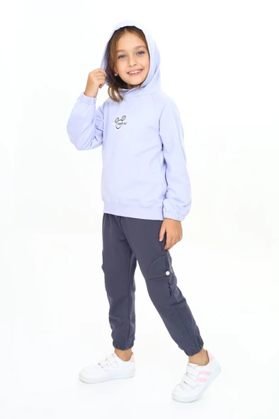 Toontoy Kız Çocuk Trend Of Fashıon Baskılı Kapüşonlu Eşofman Takım - 12