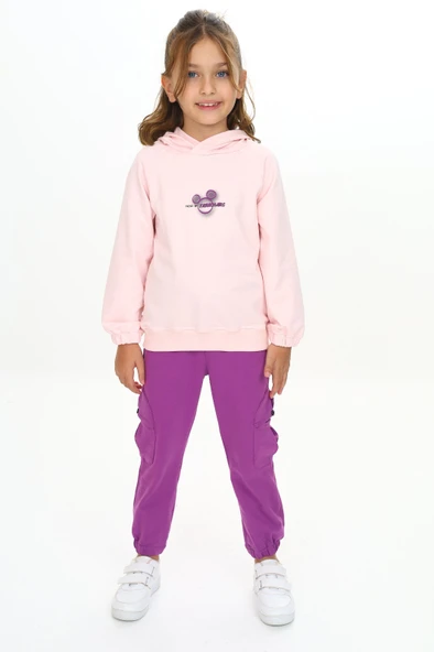 Toontoy Kız Çocuk Trend Of Fashıon Baskılı  Kapüşonlu Eşofman Takım