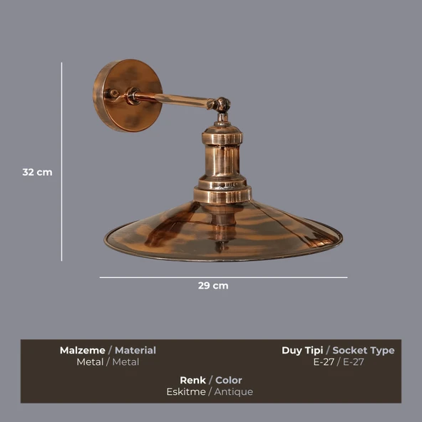 Rustica Eskitme Bakır Aplik - 3