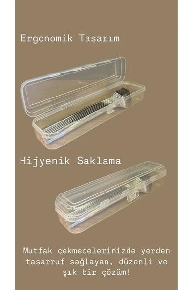 Multix 3'lü Çatal Bıçak Kaşık Takımı Saklama Kutusu Seti Çeyizlik Kaşık Düzenleyici Saklama Kabı - Resim 3