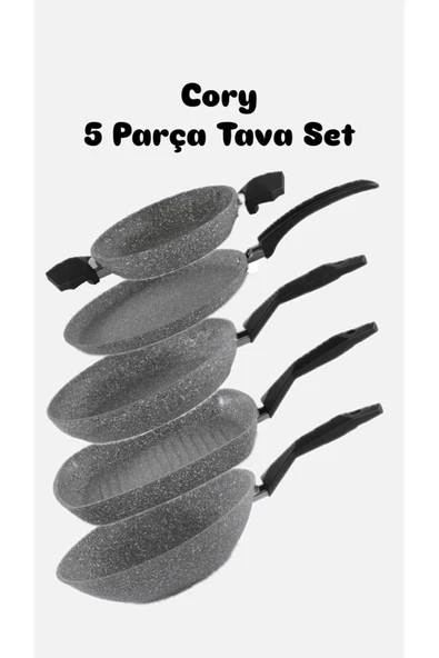 Cory 5 Parça Tava Seti Granit Wok Krep Grill Kare Grill Sahan ürün görseli