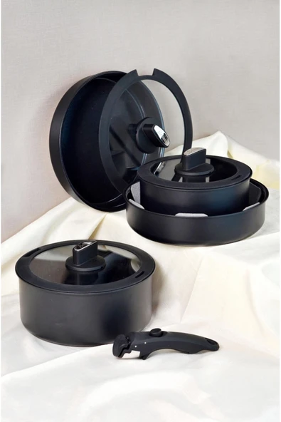 Easy Cook Siyah 8 Parça Tencere Seti 0001