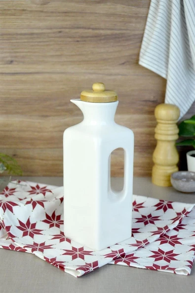 Liliy 700 Ml Bambu Kapaklı Porselen Yağlık  Yağdanlık Sirkelik 101697 - Resim 2