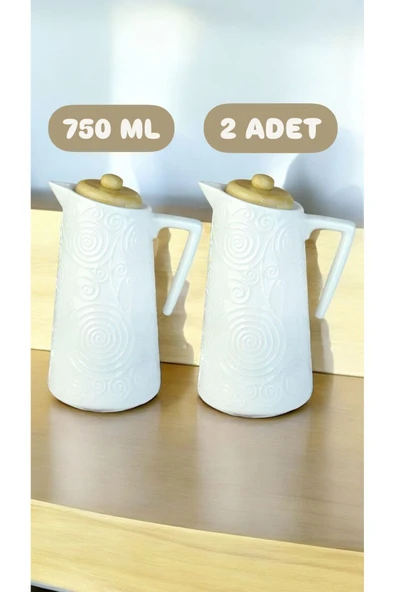Mandy 2'li 750 Ml Bambu Kapaklı Porselen Yağlık Seti - Yağdanlık Sirkelik Set 101715