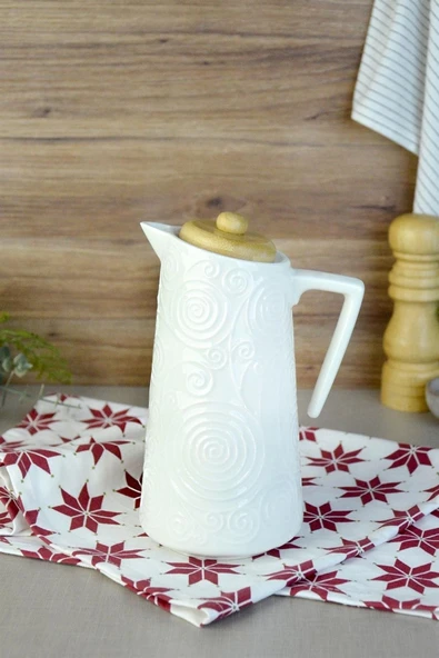 Mandy 2'li 750 Ml Bambu Kapaklı Porselen Yağlık Seti - Yağdanlık Sirkelik Set 101715 - Resim 2