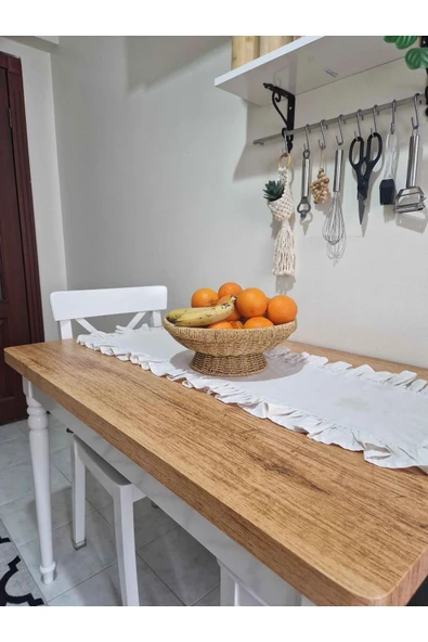 2'Li Set Yuvarlak 32 Cm ve 26 Cm Ayaklı Meyvelik 700696 Dekoratif Hasır Sunumluk Seti - 4