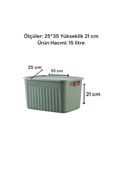 Boxsıs 3 Adet 15 Lt  Düzenleyici Kapaklı Kutu Storage Dekoratif Dolap İçi Organizer - 3