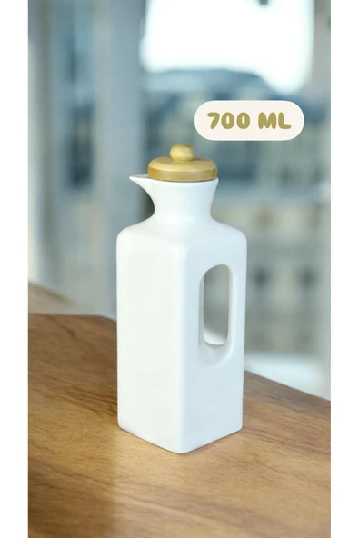 Liliy 700 Ml Bambu Kapaklı Porselen Yağlık  Yağdanlık Sirkelik 101697