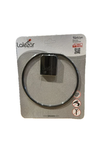 Yapışkanlı Yuvarlak Siyah Metal Havluluk - Resim 2