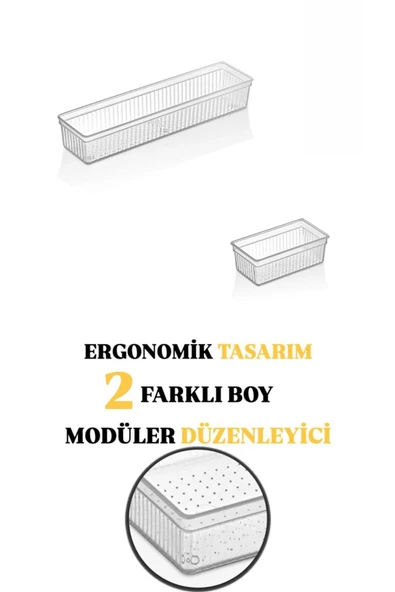 10'lu Modüler Set Kaşıklık Çekmece Içi Düzenleyici Çatal Kaşık Bıçak Düzenleme Organizeri Şeffaf - 3