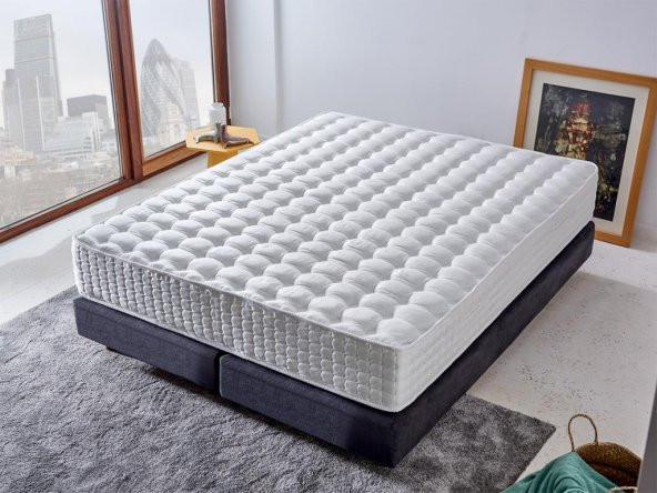 Niron London Yatak 150x200 cm Çift Kişilik Paket Yaylı Alev Geciktiricili Kral Dairesi Yatağı