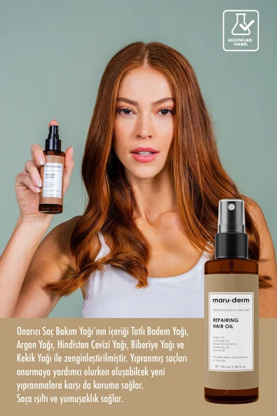 Maru.Derm Saç Bakım Yağı 100 ML | Biberiye Yağı, Argan Yağı, Avokado & Kekik Yağı | Tüm Saç Tipleri | Vegan ürün görseli 1