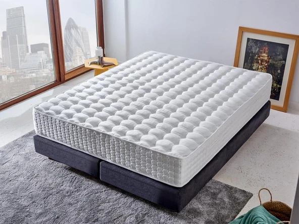 Niron London Yatak 200x200 cm Çift Kişilik Paket Yaylı Alev Geciktiricili Kral Dairesi Yatağı