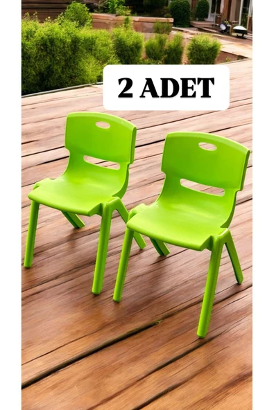 2 Adet Yeşil Çocuk Sandalyesi - Kreş Ve Anaokulu Sandalyesi