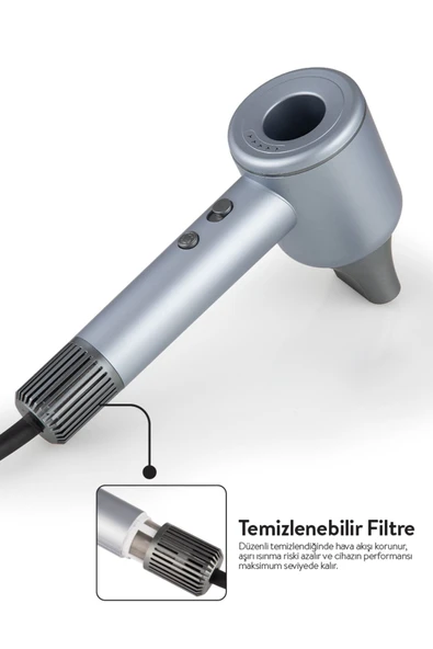 Sinbo SHD-1717 Bldc Negatif İyonlu Profesyonel Saç Kurutma Makinesi 1600W - Pastel Mavi - 4