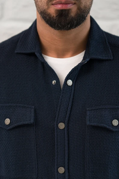 Paul Martin Çıtcıtlı Kapak Cepli Örgülü Rahat Kesim Gömlek - Resim 7