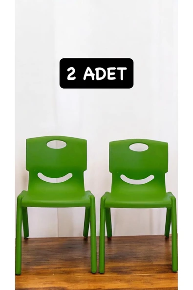 2 Adet Yeşil Çocuk Sandalyesi - Kreş Ve Anaokulu Sandalyesi - 2