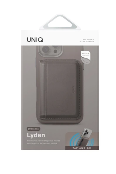 Standlı Magnetic Lyden DS Vegan Deri Kartlık Kimlik/Ehliyet/Kredi Kartı Taşıyıcı Cüzdan RFID Koruma  Flint Grey - 4