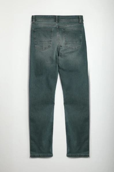 Kadın Yırtık Deyaylı Likralı Jean Pantolon Haki - 5