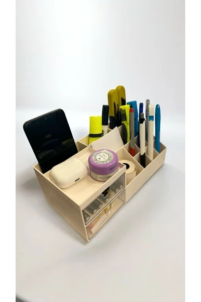 2 Adet Make-Up Şeffaf 2 Çekmeceli Makyaj Düzenleyici - Kozmetik Standı Ruj Kalem Organizer - 2