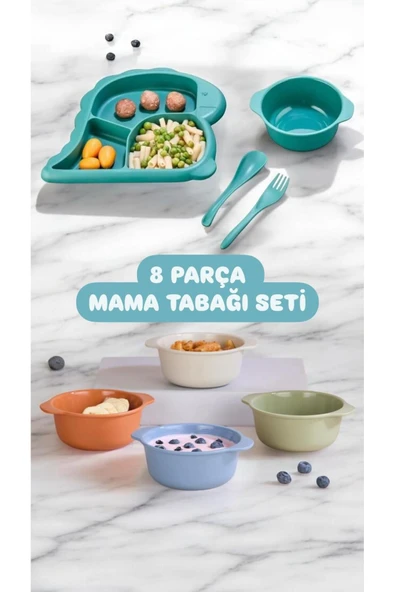 Dino 8 Parça Bebek Yemek Seti Mama Tabagi Kase Seti