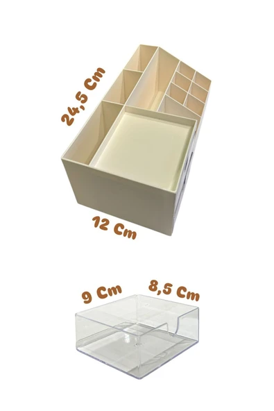 2 Adet Make-Up Şeffaf 2 Çekmeceli Makyaj Düzenleyici - Kozmetik Standı Ruj Kalem Organizer - 6