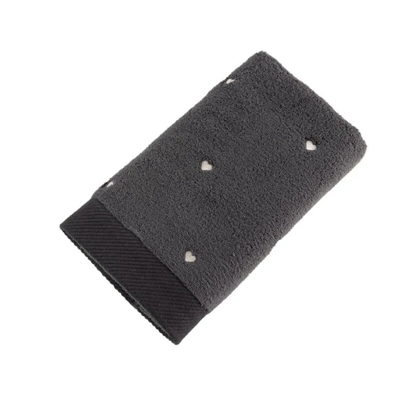 Hobby Lubow Love Koyu Gri Krem Nakışlı 50x90 6lı Havlu Seti