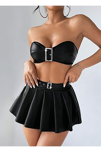 randevu Kemer Tokalı Büstiyer Etek 2 Parça Takım