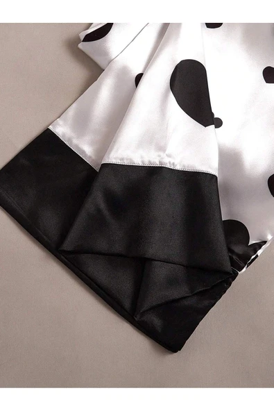 my cherie Kalp Baskı Yumuşak Saten 2 Parça Pijama Takım - 3