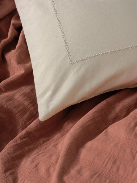 Cotton Box Çift Kişilik Yatak Örtülü Pike Takımı Natura Vilo Kiremit - 2
