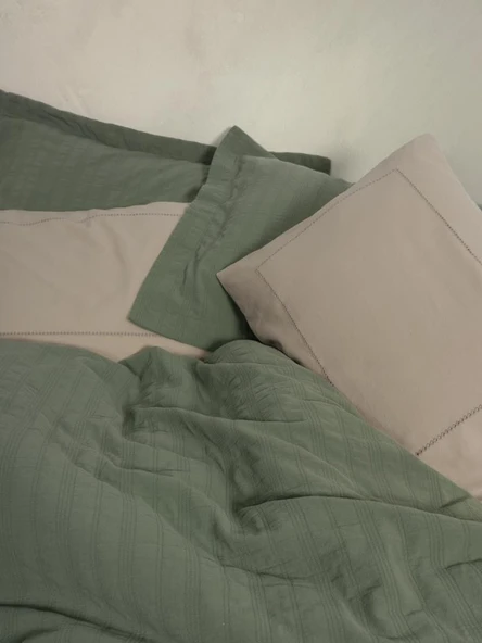 Cotton Box Çift Kişilik Yatak Örtülü Pike Takımı Natura Vilo Yeşil - 2