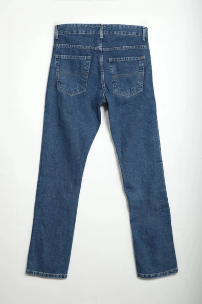 Erkek Regular Fit Normal Kesim %100 Pamuk Koyu Mavi Jean Pantolon - 5